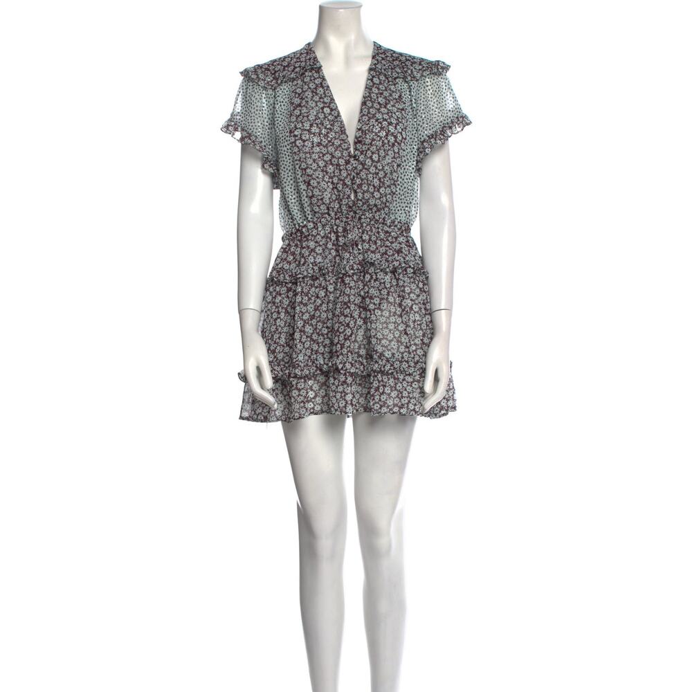 Sabina Musayev Floral Print Black Mini Dress Size M